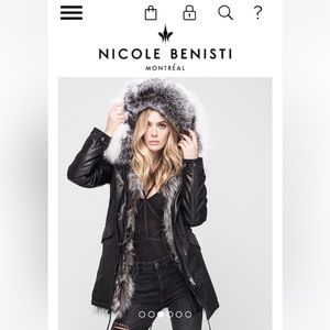 Nicole Benisti silver fox fur lined jacket. Worn once. Great condition. Size XS